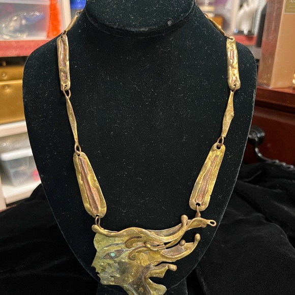 Vintage NALO Rare Art Deco Metal Necklace - Picture 4 of 4